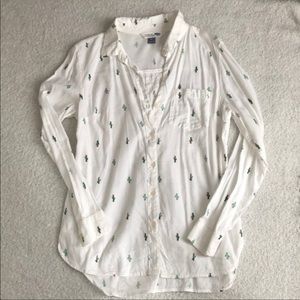 Old Navy Cactus White Button Up Shirt